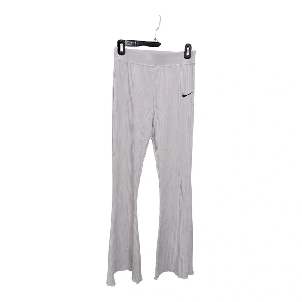 Nike Women's Sportswear High Waisted Ribbed Jersey Pants Ligtht Gray Small - Picture 4 of 10